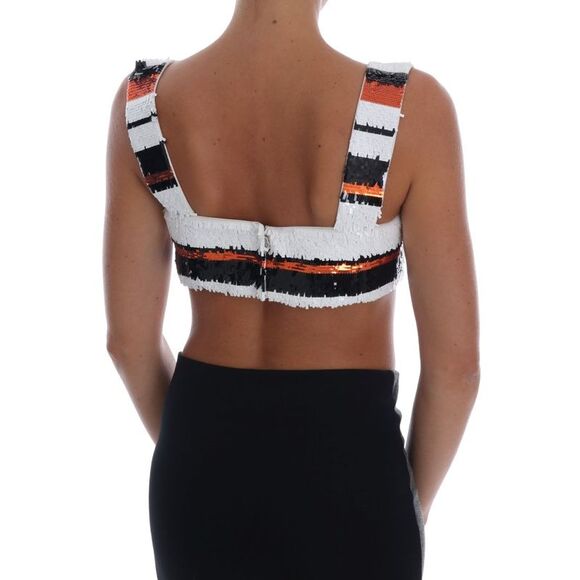 Dolce & Gabbana Sequined Sleeveless Sweetheart Top Women Multicolor Tops & - Picture 3 of 6